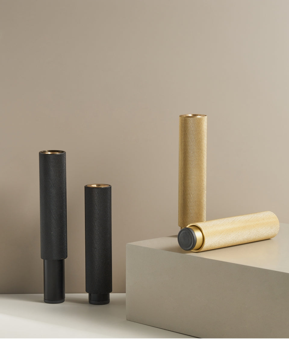 Knurled Brass Cabinet Legs (Adjustable Height)