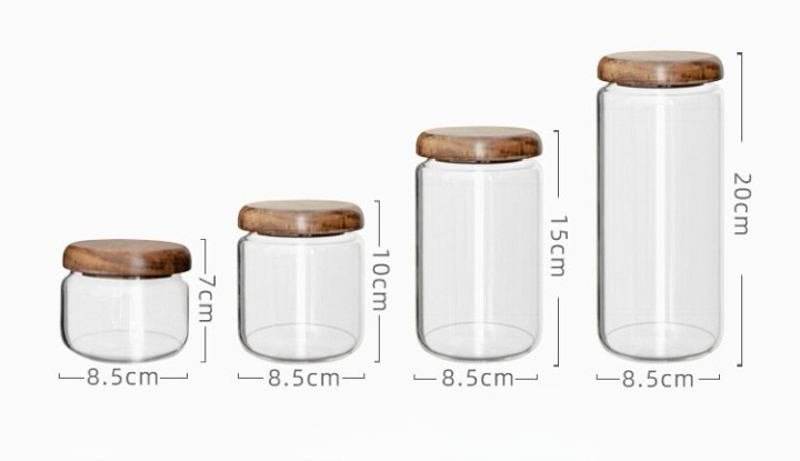Small Glass Jars with Wooden Bumper Lids