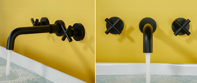 Wall Basin Faucet with Double Cross Handle