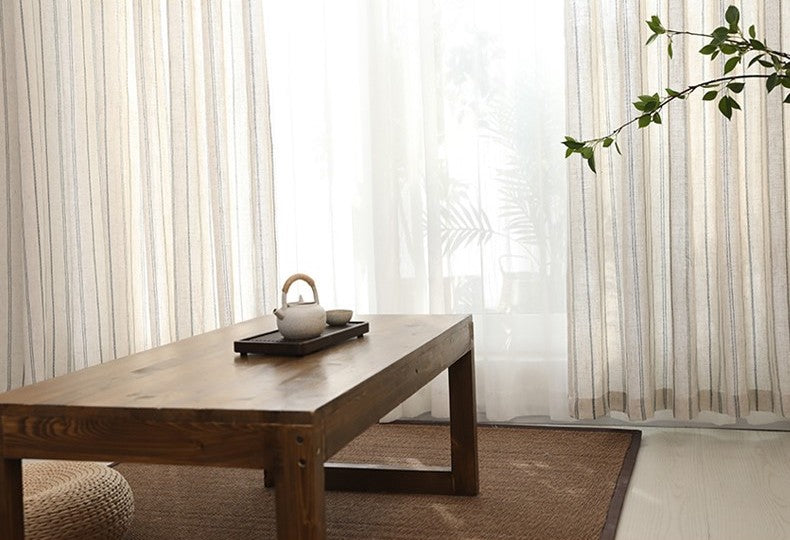 Linen Blue Stripe Light Lux Curtain