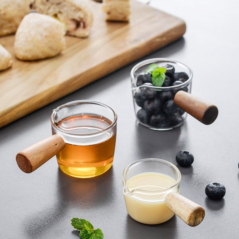 Glass Cup with Wooden Handle