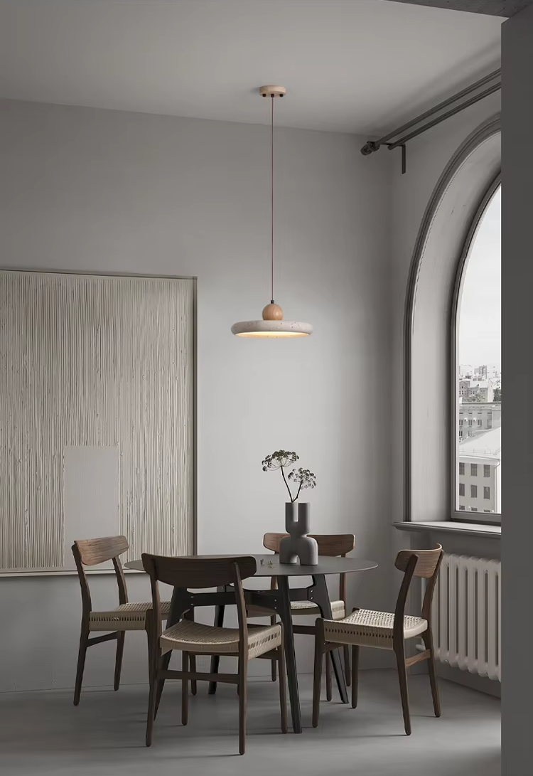 Natural Stone & Wood Pendant Fixture