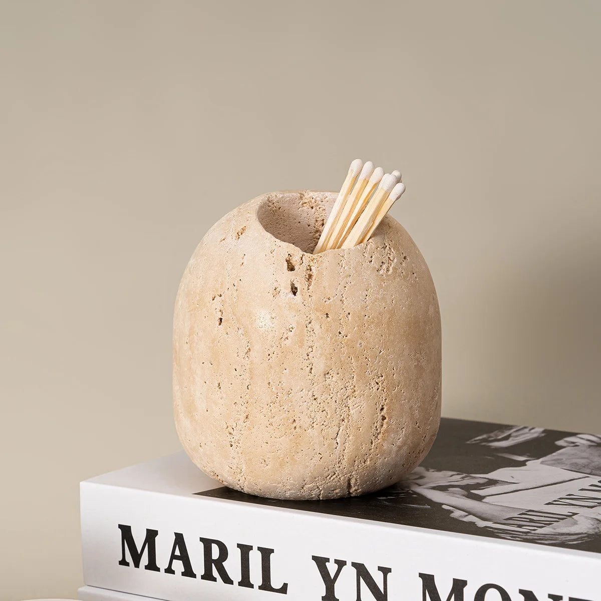 Travertine Style Match Holder