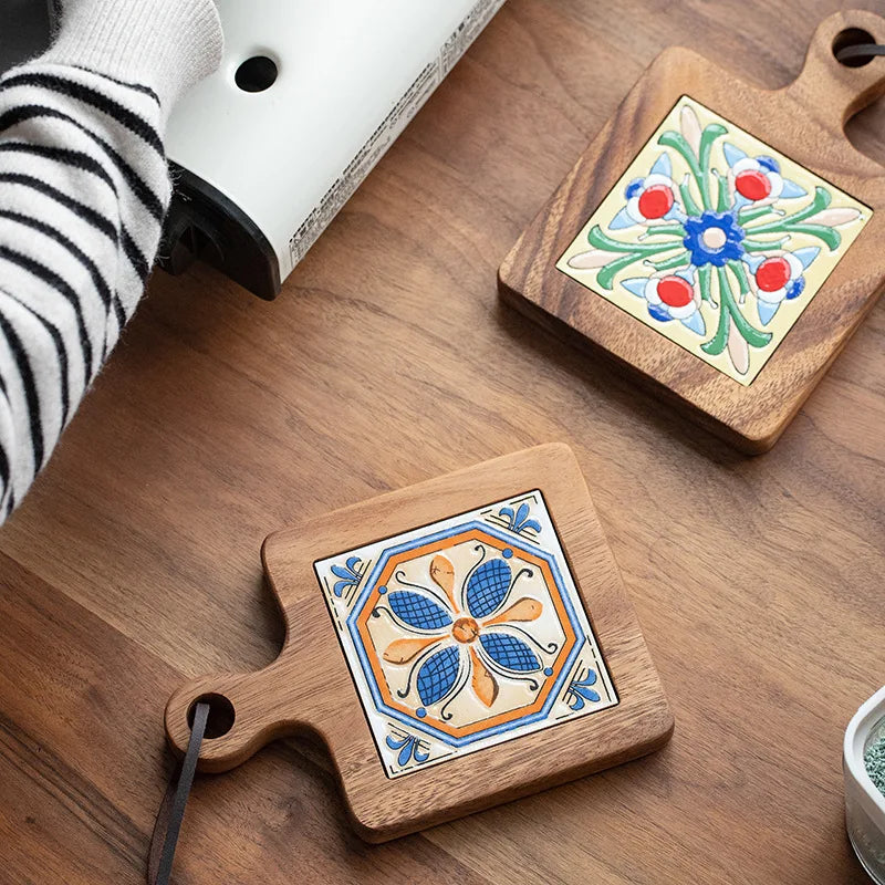 Wooden Mats with Italian Style Tiles