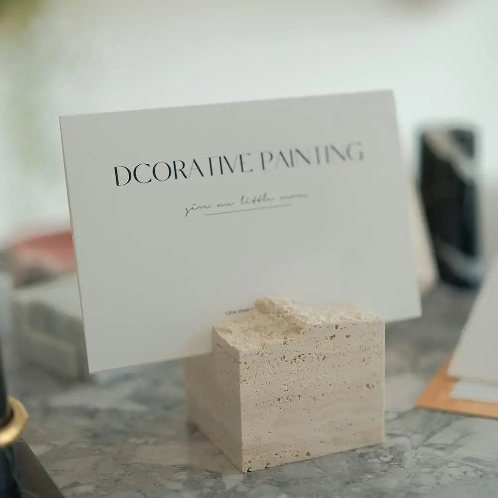 Travertine Style Desk Card Holder