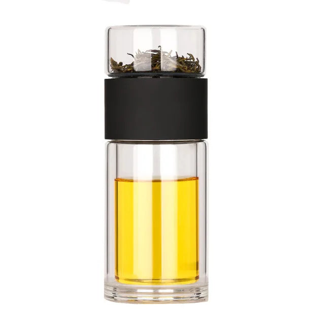 Glass Tea Bottle with Wooden Case and Infuser