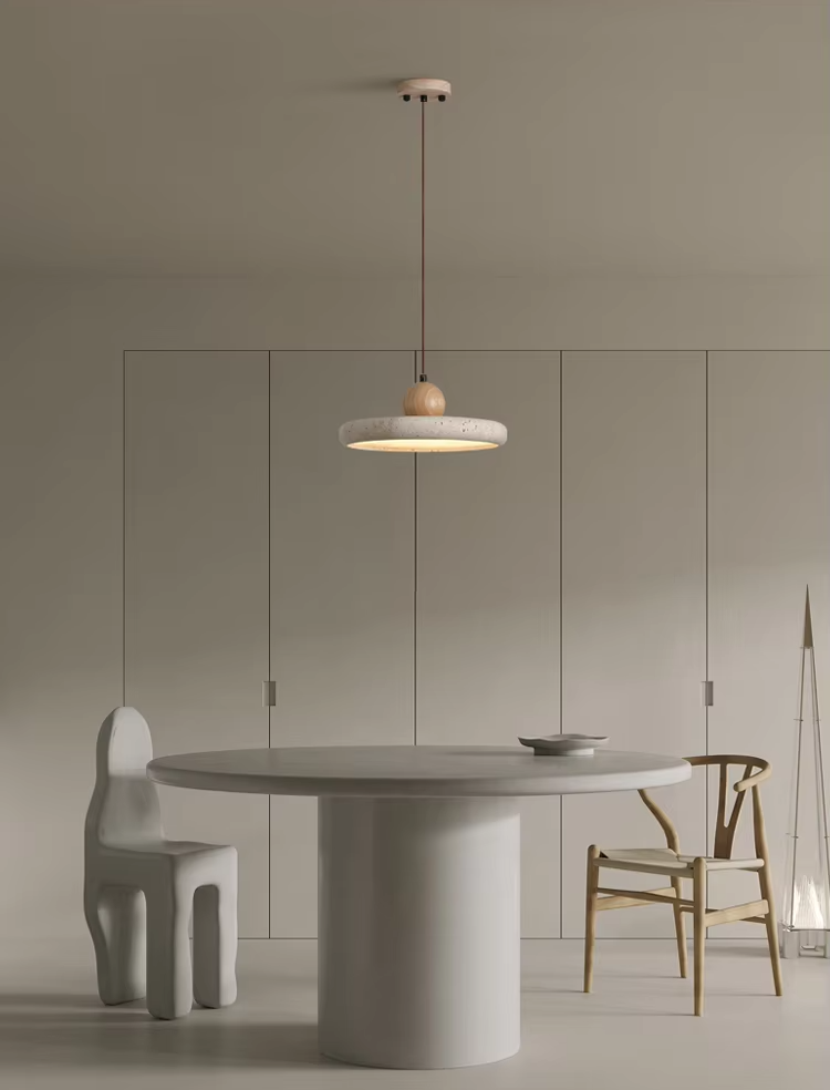Natural Stone & Wood Pendant Fixture