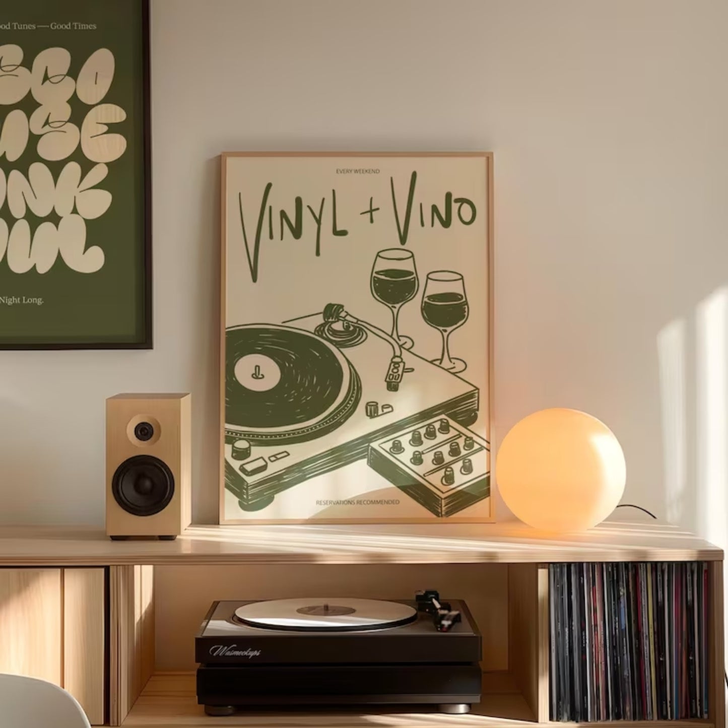 Vinyl & Vino Canvas Poster