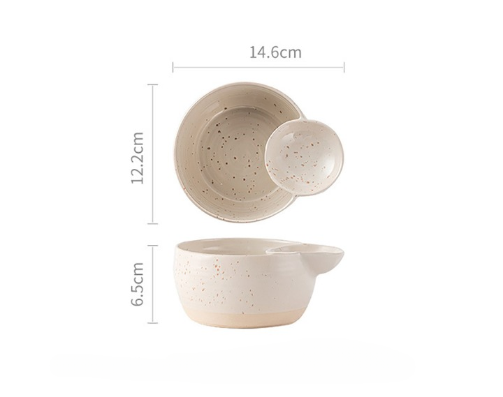 Ceramic Bowl with Built-in Sauce Dip