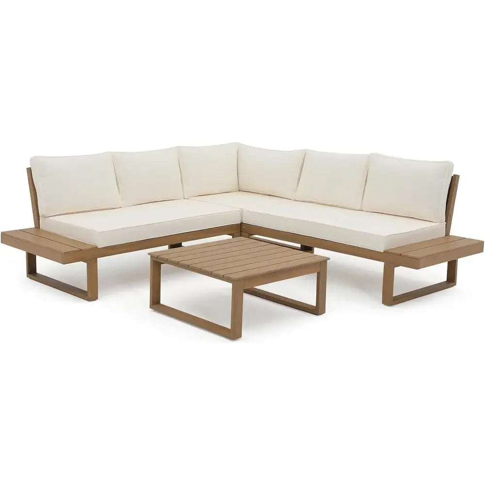 4-Piece Patio Sectional Sofa Set with Built-in Table