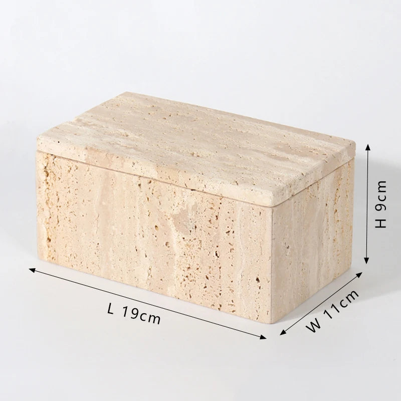 Travertine Style Stone Storage Boxes