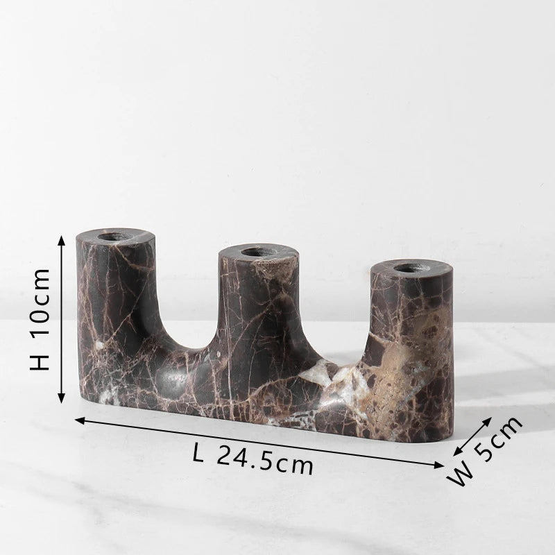 Light Lux Travertine Style Candlestick Holder