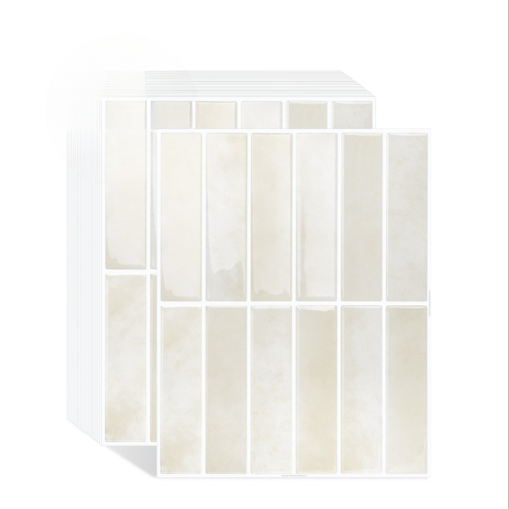 Beige Rectangular Removable Tile Stickers