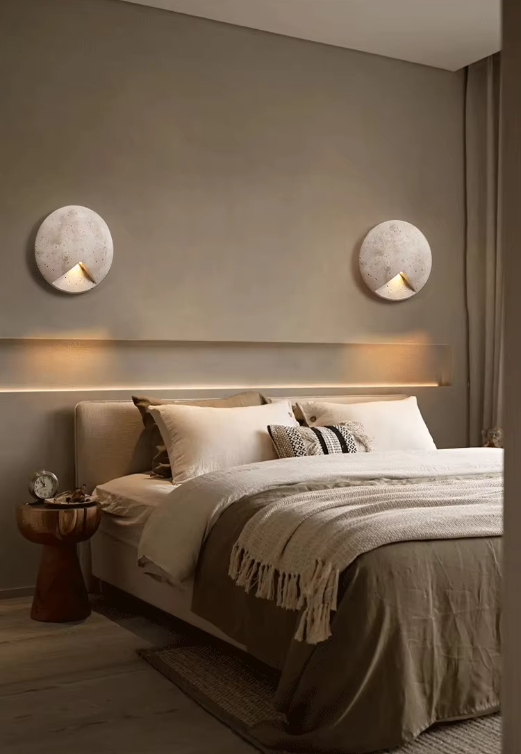 Round Organic Stone Wall Lamp