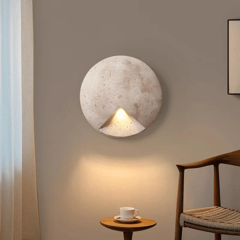 Round Organic Stone Wall Lamp