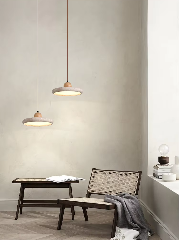 Natural Stone & Wood Pendant Fixture