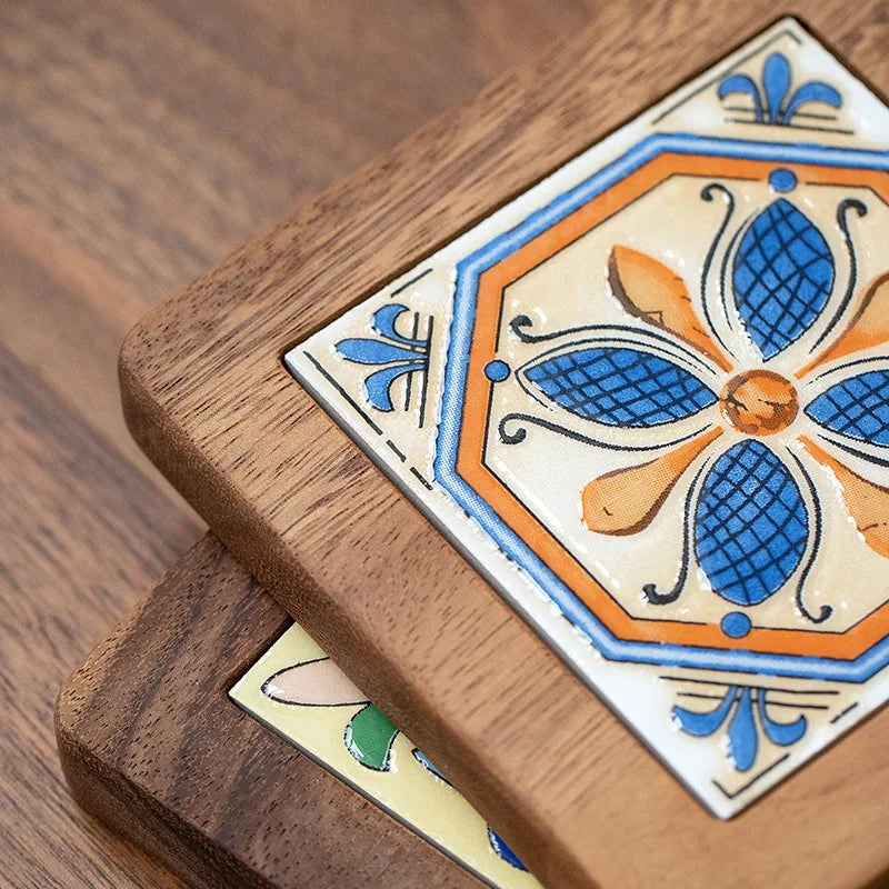 Wooden Mats with Italian Style Tiles