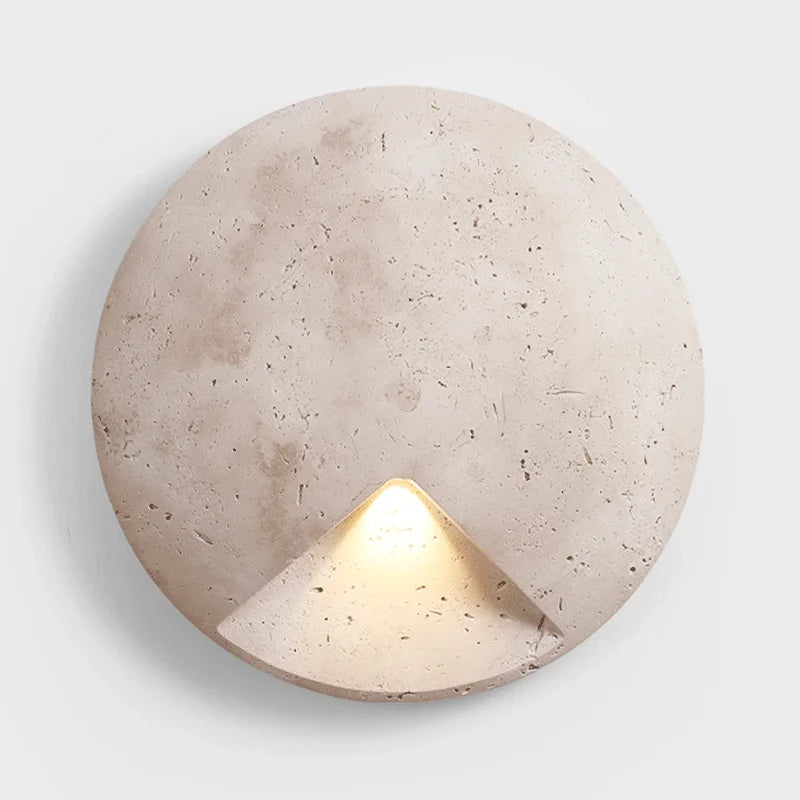 Round Organic Stone Wall Lamp