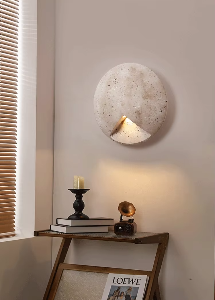 Round Organic Stone Wall Lamp