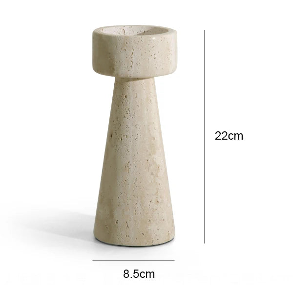 Travertine Style Stone Candle Holder