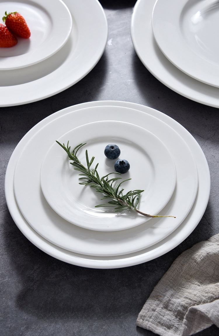 White Ceramic Round Dinner Plates