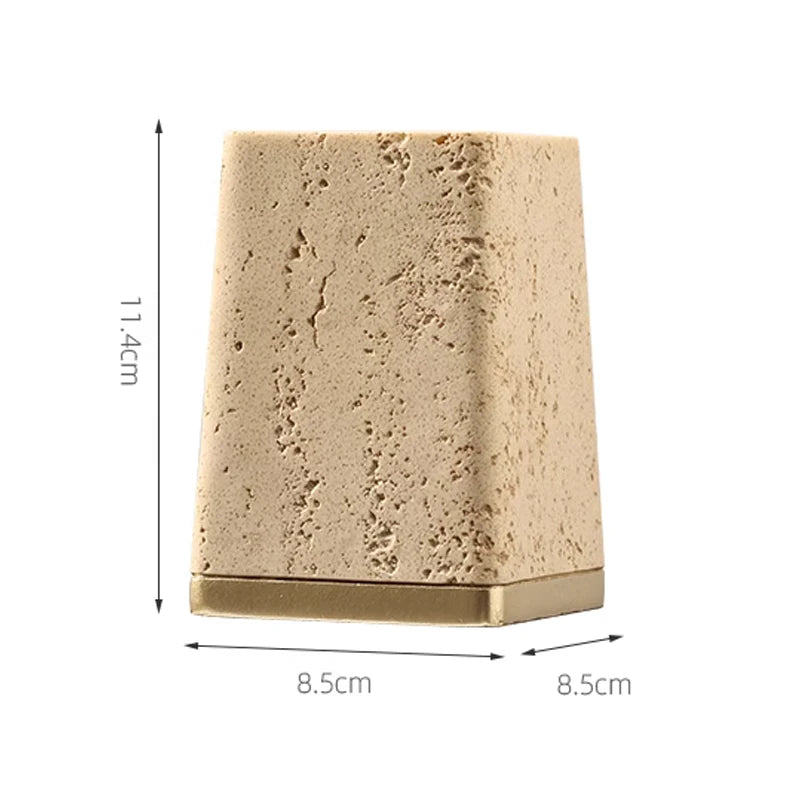 Travertine Style Desk Pen Holder