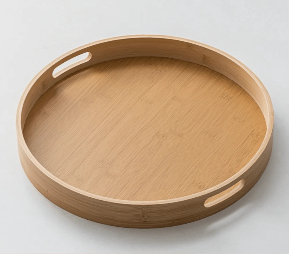 Wooden Round Tray with Handle
