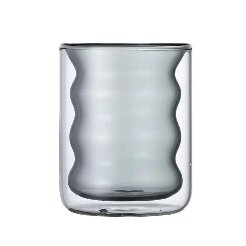 Double Layer Wavey Glass Cup