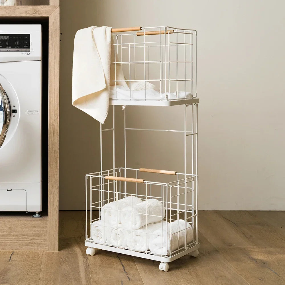 Two-Tier Laundry Baskets with Wheels