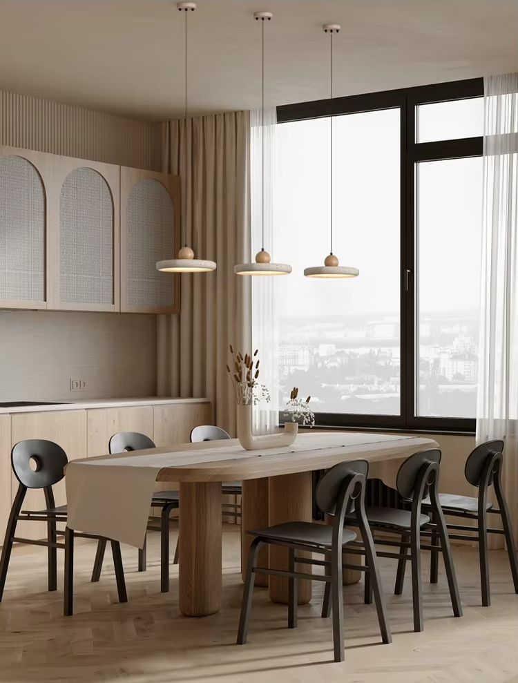 Natural Stone & Wood Pendant Fixture