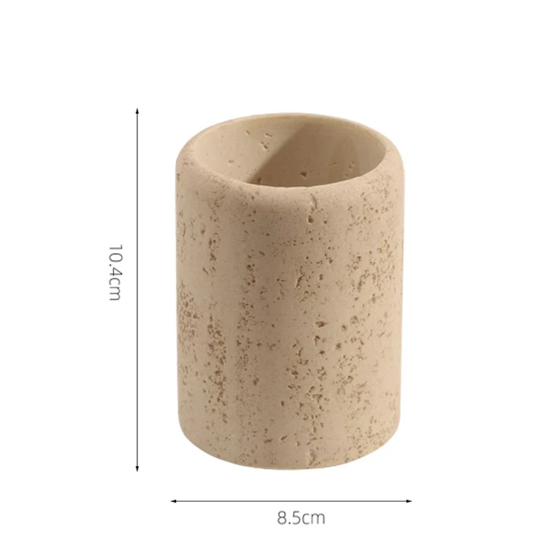 Travertine Style Desk Pen Holder