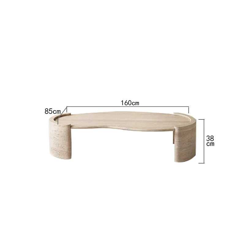 Beige Travertine Long Coffee Table