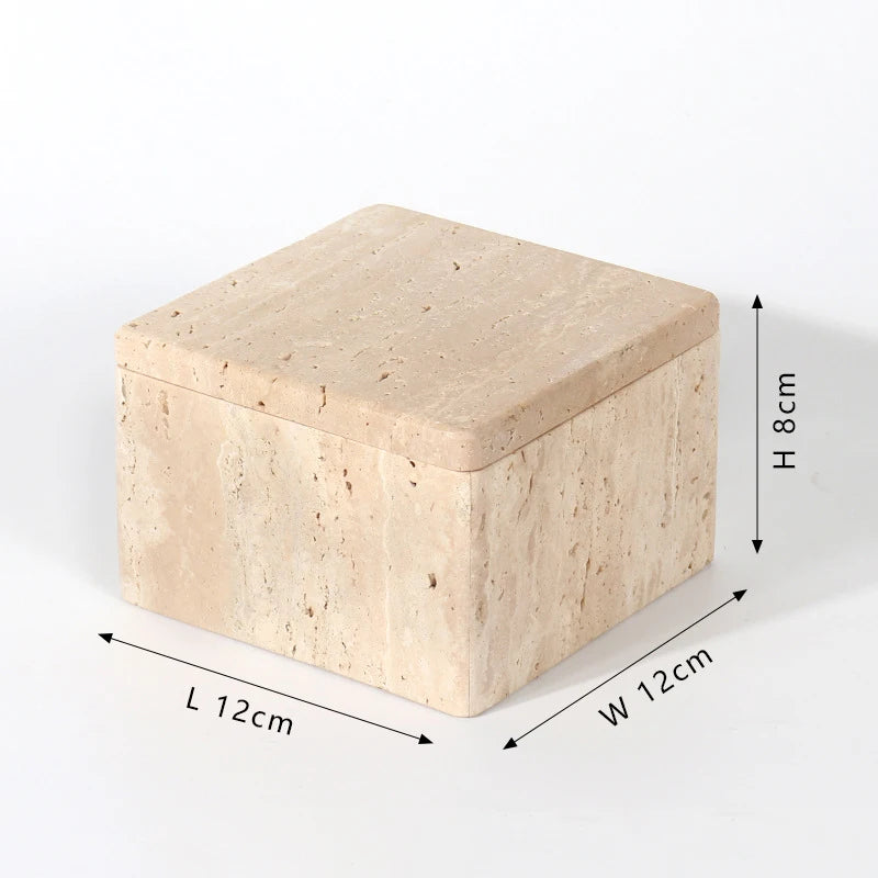 Travertine Style Stone Storage Boxes