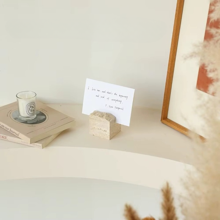 Travertine Style Desk Card Holder