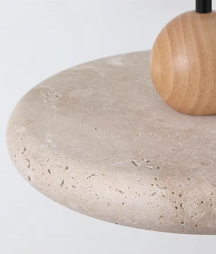 Natural Stone & Wood Pendant Fixture