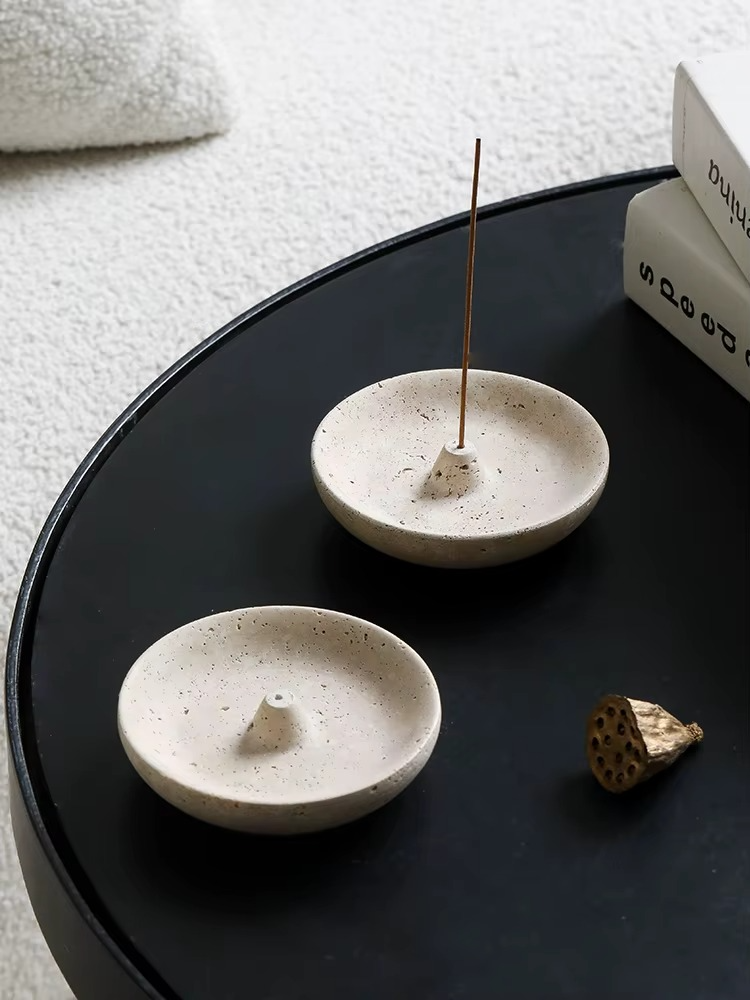 Travertine Style Incense Stick Holder & Ash Holder
