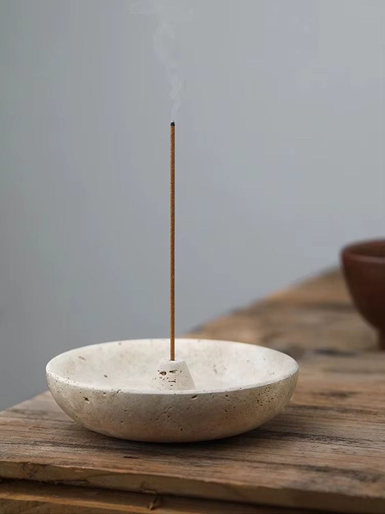 Travertine Style Incense Stick Holder & Ash Holder