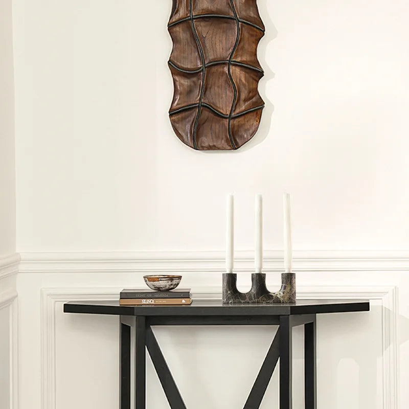 Light Lux Travertine Style Candlestick Holder