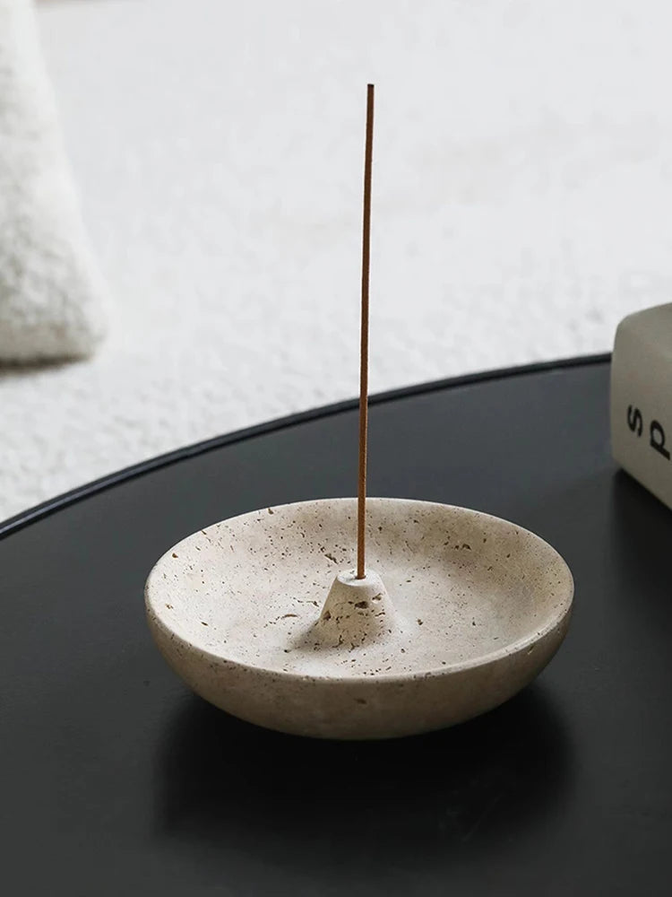 Travertine Style Incense Stick Holder & Ash Holder
