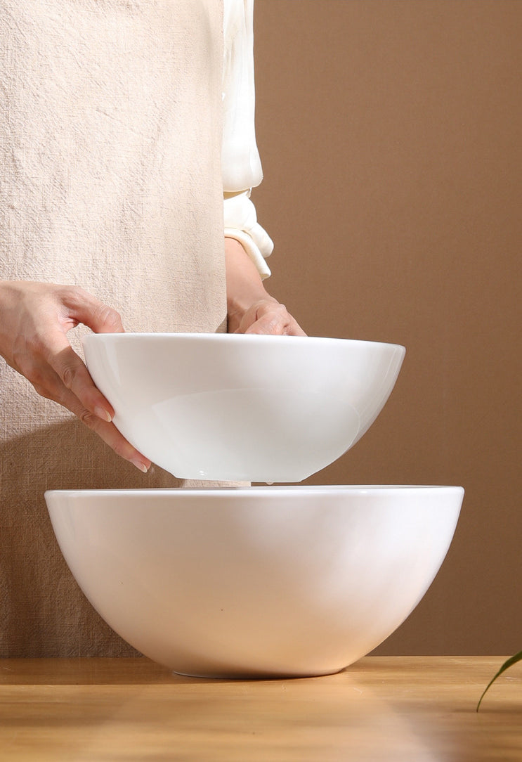 White Ceramic Salad Bowls