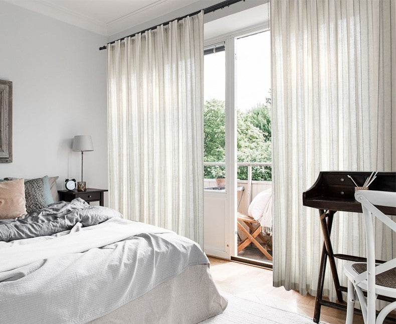 Linen Blue Stripe Light Lux Curtain