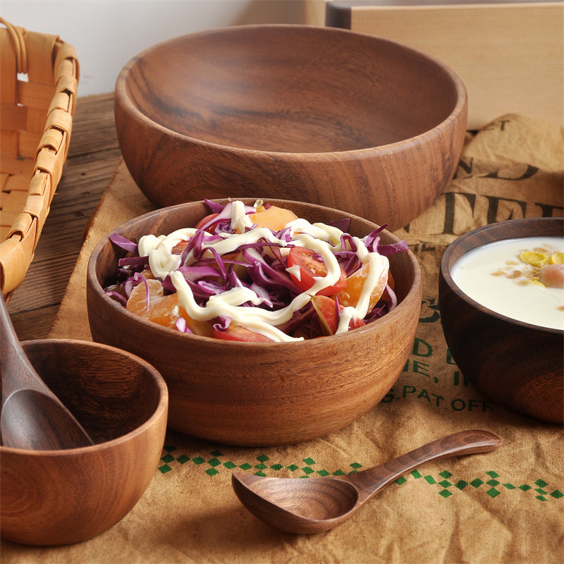 Wooden Salad Bowls + Wooden Spoons