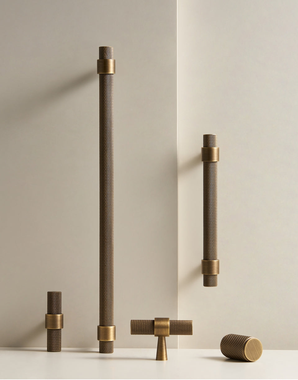 Light Lux Knurled Brass Furniture Handles