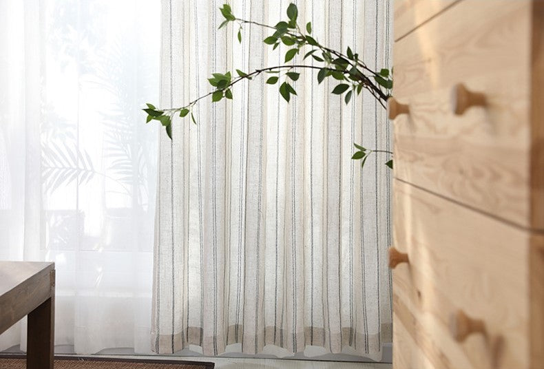Linen Blue Stripe Light Lux Curtain