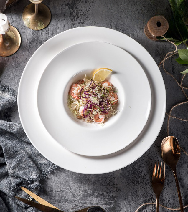 White Ceramic Deep Dinner Plate