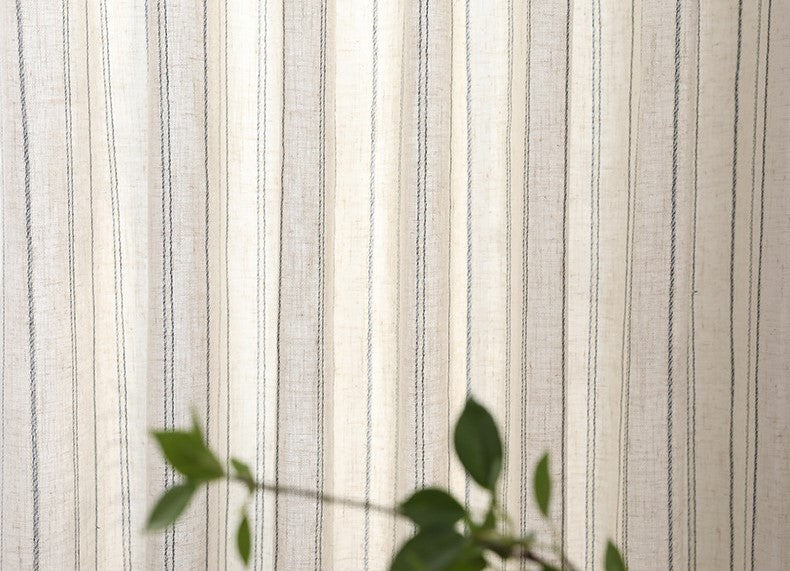 Linen Blue Stripe Light Lux Curtain