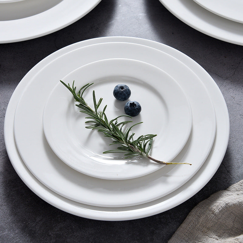 White Ceramic Round Dinner Plates