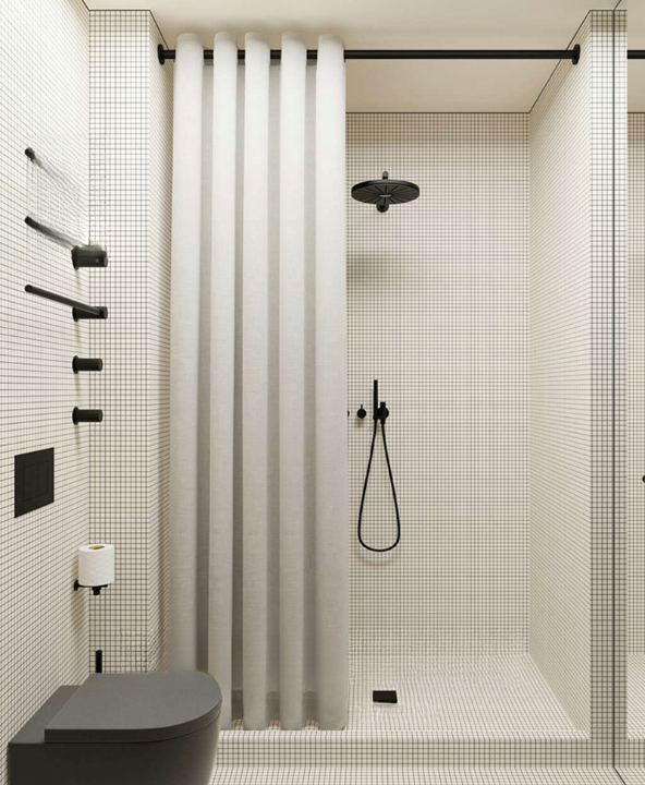 Elegant Shower Curtains (Roman Hole)
