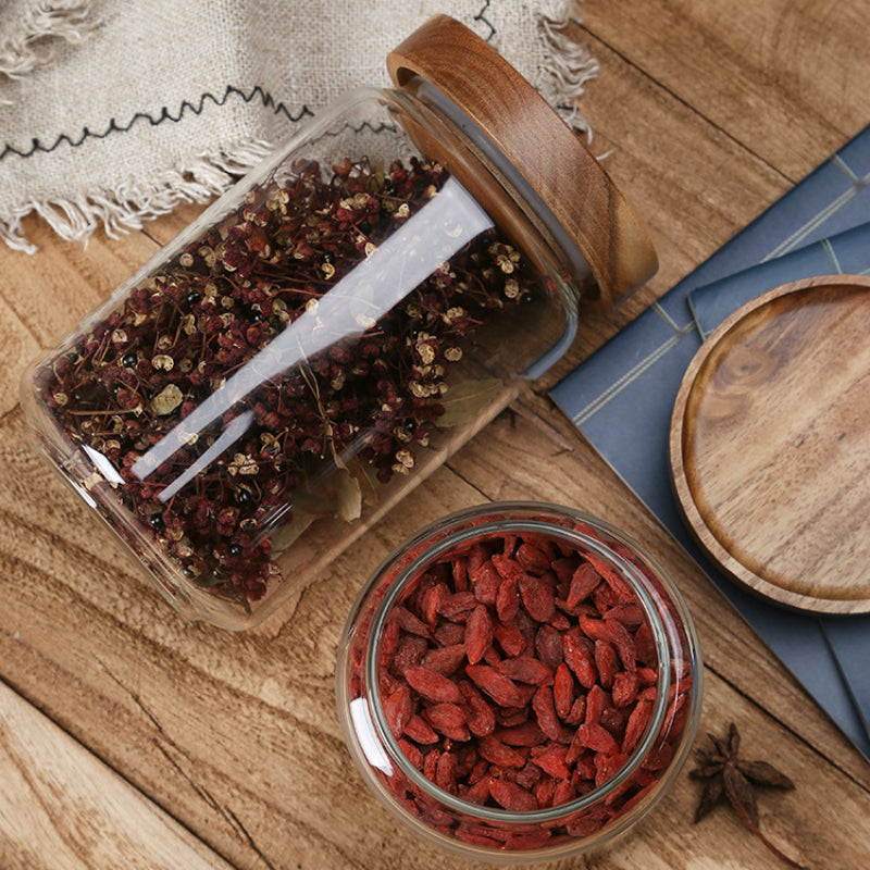 Glass Jars with Wooden Bumper Lids