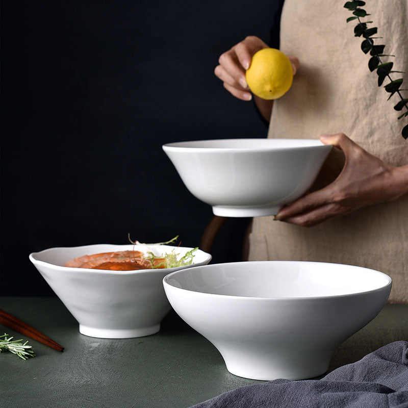 White Ceramic Wavy Bowls